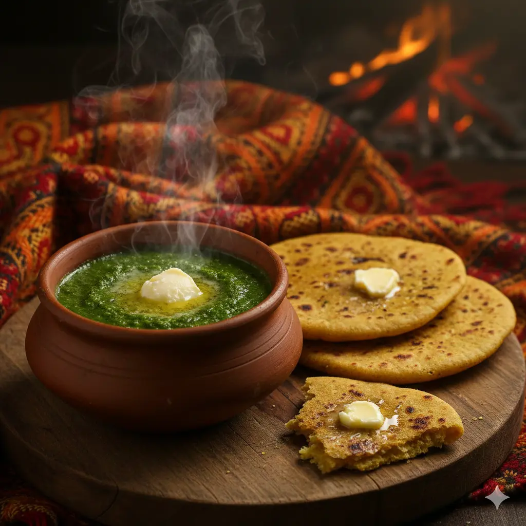 Sarson Ka Saag in a small earthen pot, Indian winter comfort food