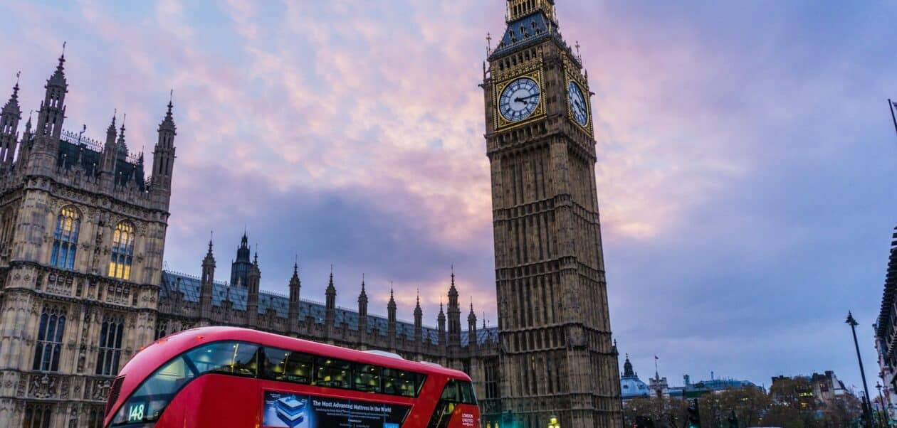 Big Ben and red London bus at sunset – symbolic view of WTM London 2025